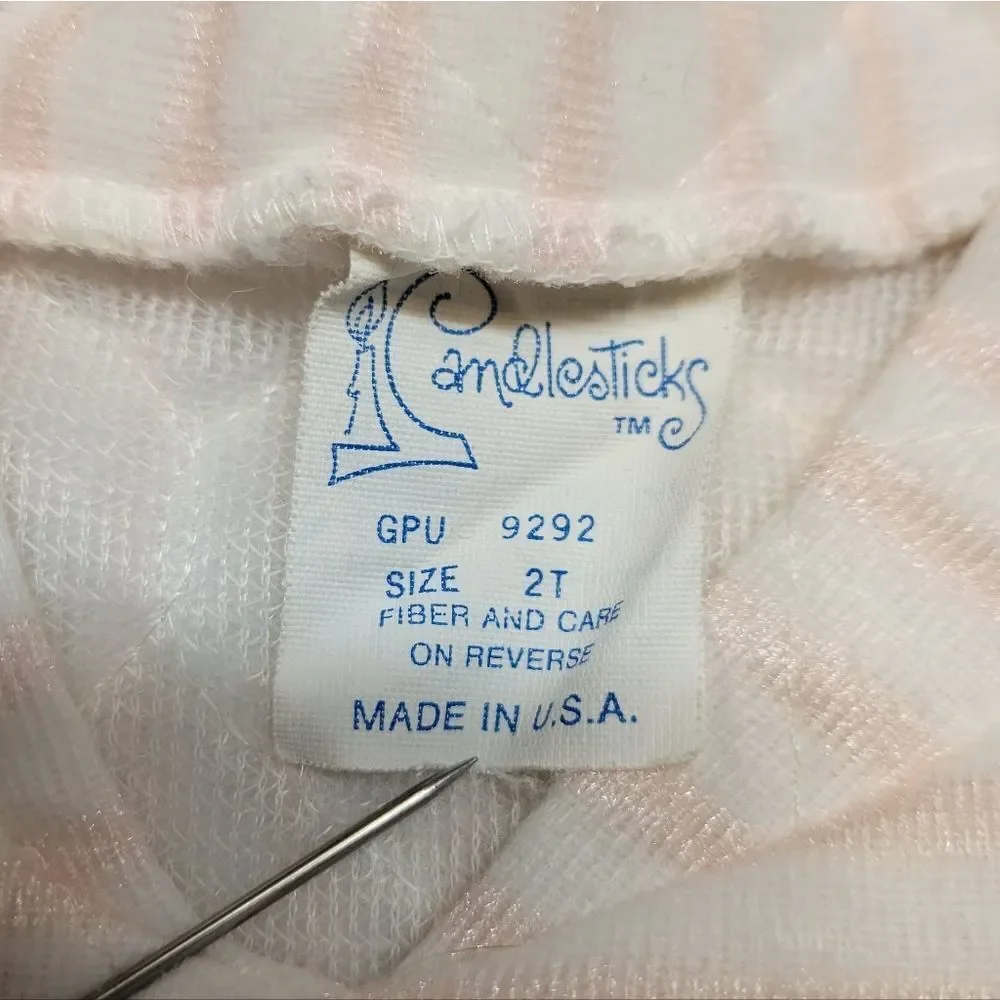 Kandlesticks Vintage Quilted Pink Robe House Coat Pink Stripes with Ruffle
